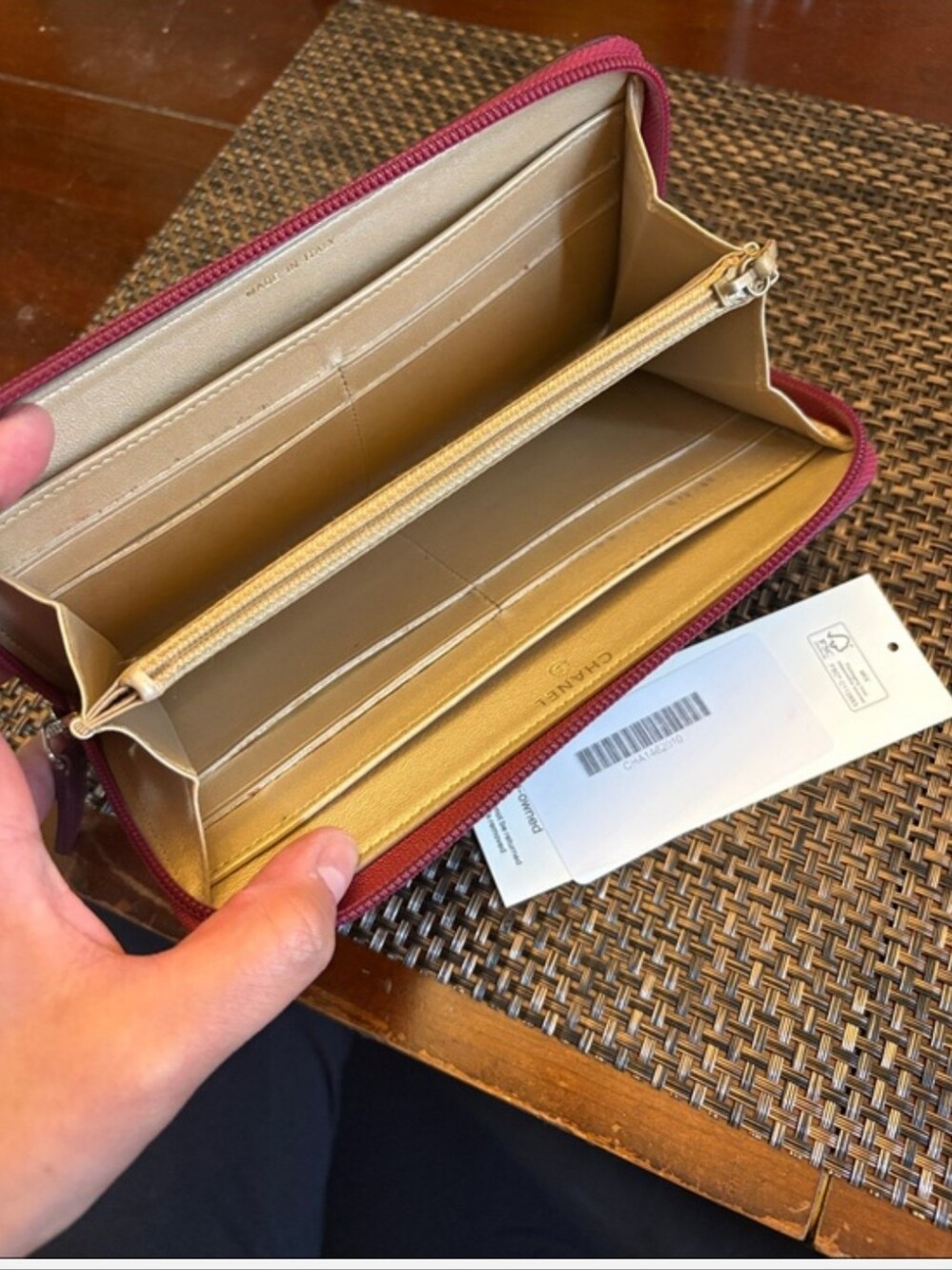 Chanel Quilted Camellia Zip Wallet Burgundy With Pink (Real Real Certificate) - Picture 3 of 6